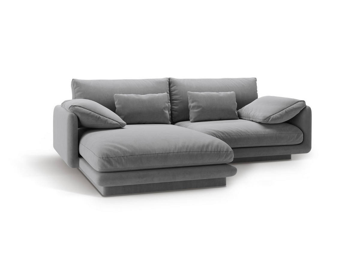 ECKSOFA links Torino aus Samt hellgrau 3 Sitzplätze - Hellgrau, Textil (170/220cm) - Micadoni