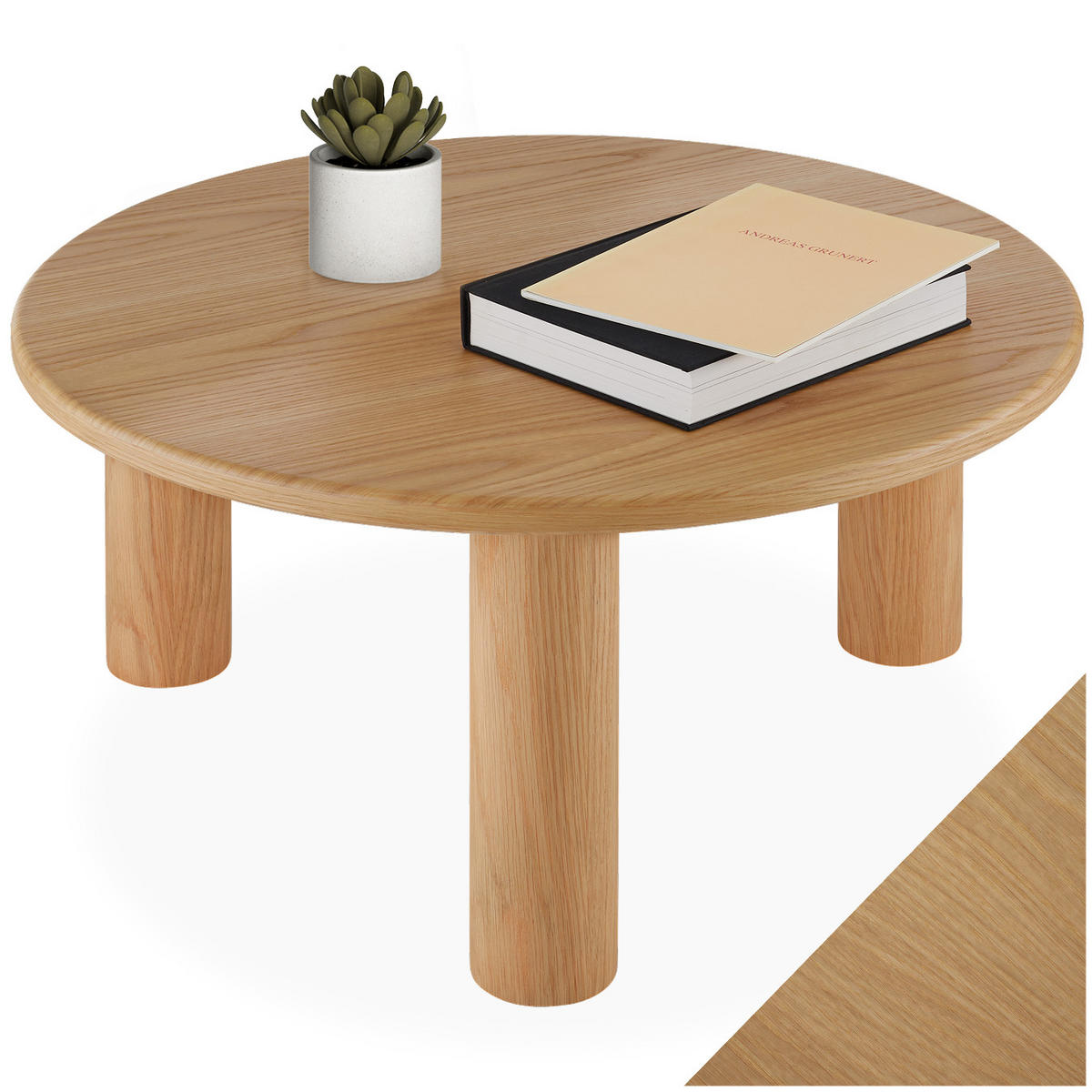 COUCHTISCH Sisi,bodenschonende Filzgleiter,Eiche hell - Eichefarben, Holz (80/80/35.5cm) - tectake
