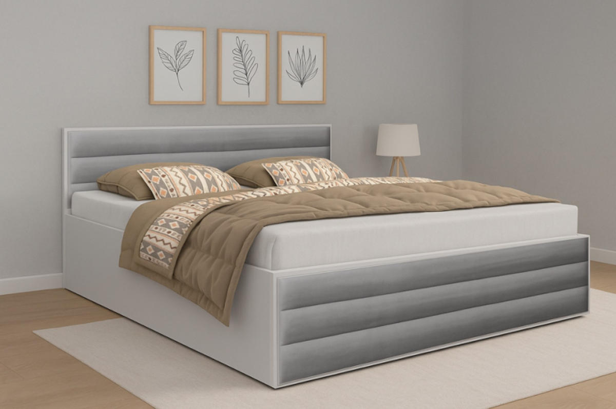 BETT Grau ALDO 3 Mit Matratze Und Dreifachen Paneelen 120x200 cm - Grau, Textil (120/200cm) - Sepro Meble