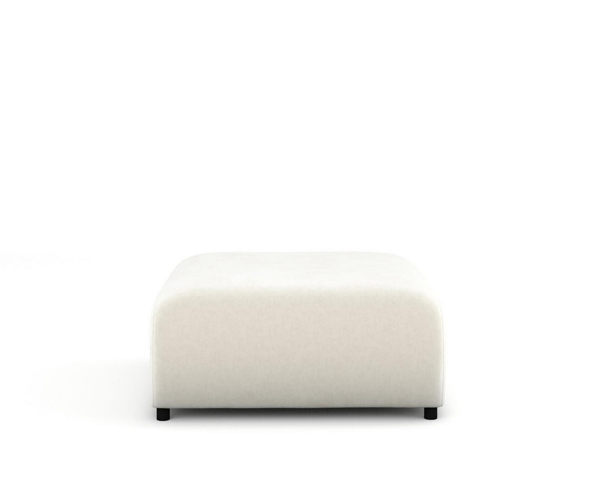 POUF S Zanzibar Creme Samtstoff - Creme/Schwarz, Holz/Holzwerkstoff (88/37/88cm) - Maison de Reve