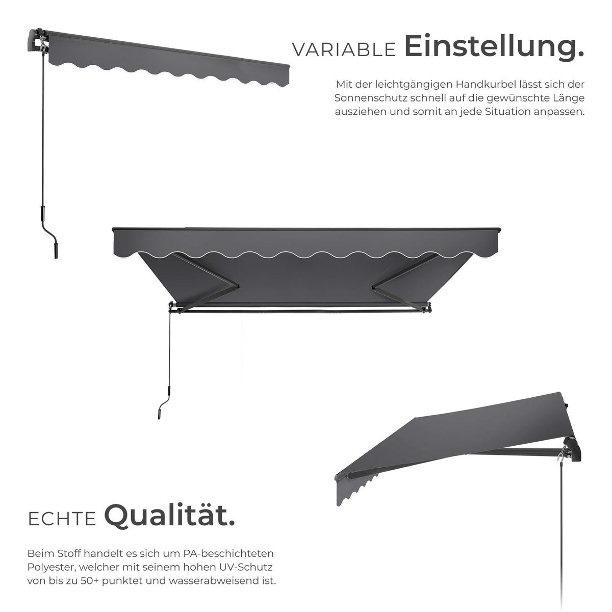 GELENKARMMARKISE Ornella,inkl. Wandhalterung,dunkelgrau - Dunkelgrau, Kunststoff (300/41/250cm) - tectake