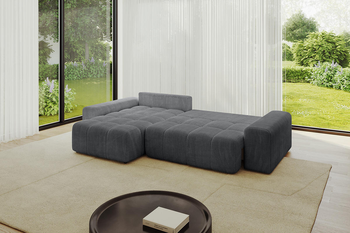 ECKSOFA Ottomane links/rechts ENIL-L 290x175x84 Dunkelgrau Cord - Dunkelgrau, Holzwerkstoff/Kunststoff (290/175cm) - ALTDECOR
