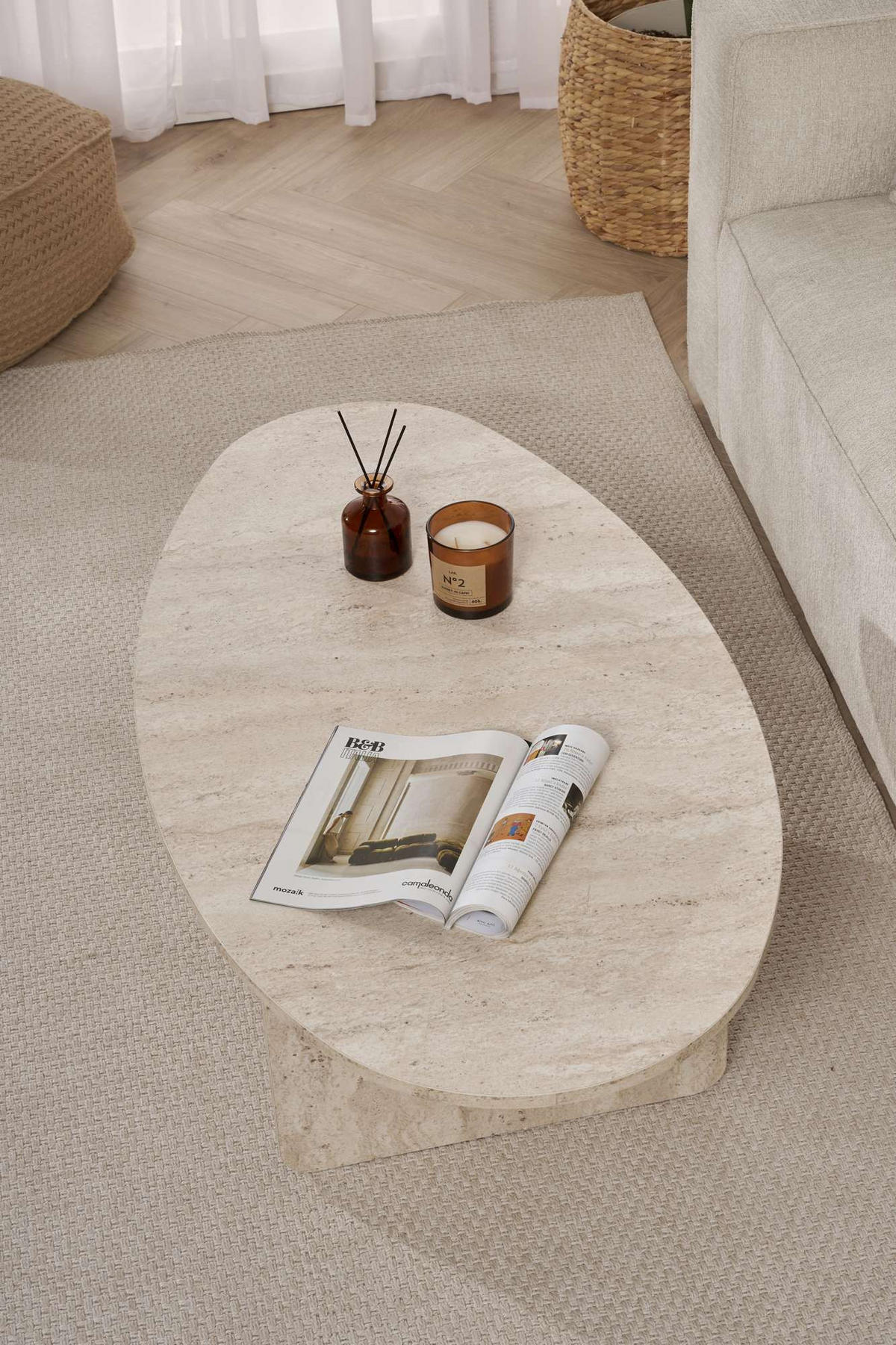 COUCHTISCH orba Travertin - Beige, Holz (120/65/40cm) - Habitat Garten