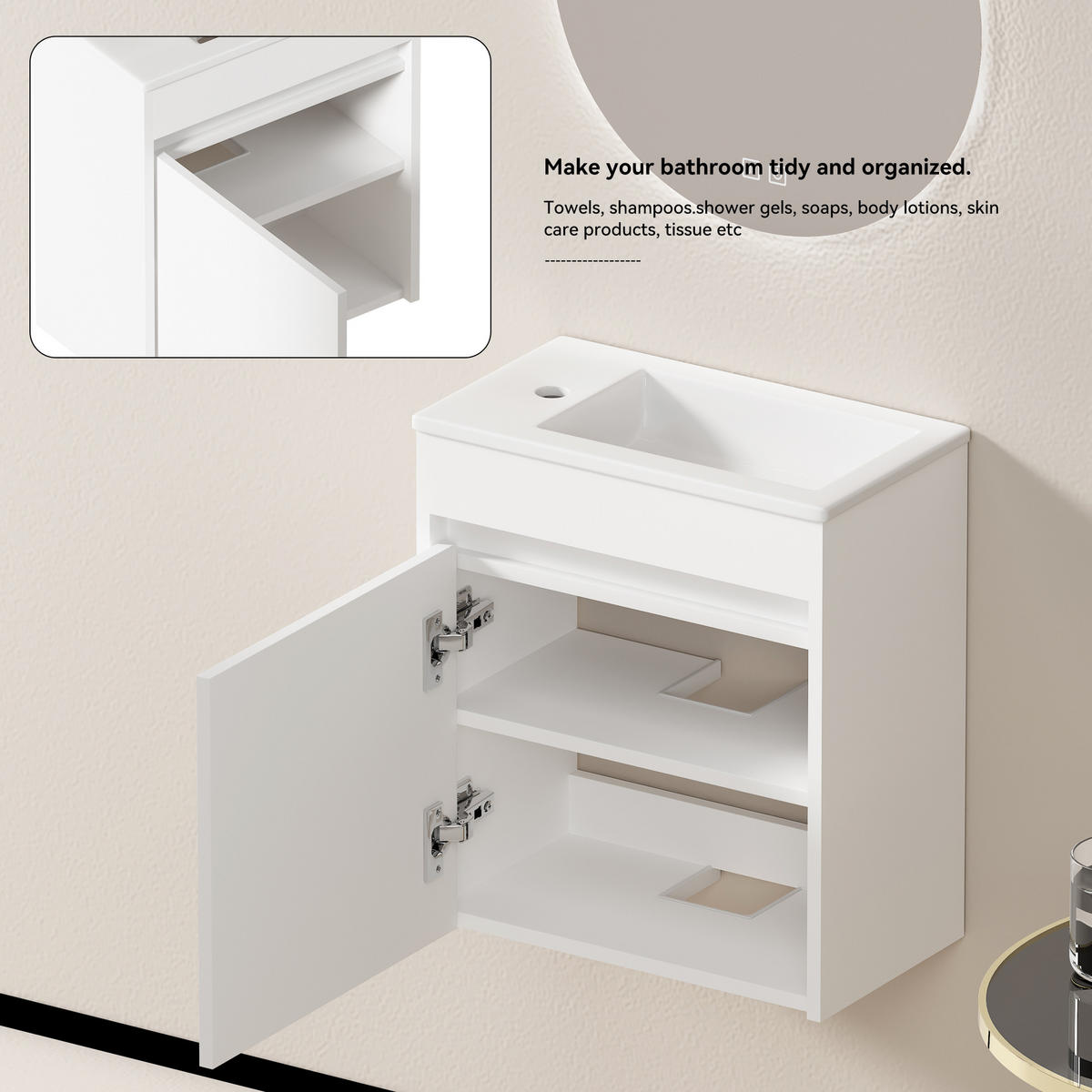 BADEZIMMERSCHRANK Weiß 46 cm - Weiß, Holz (45/51.5/25.5cm) - PANGIVO
