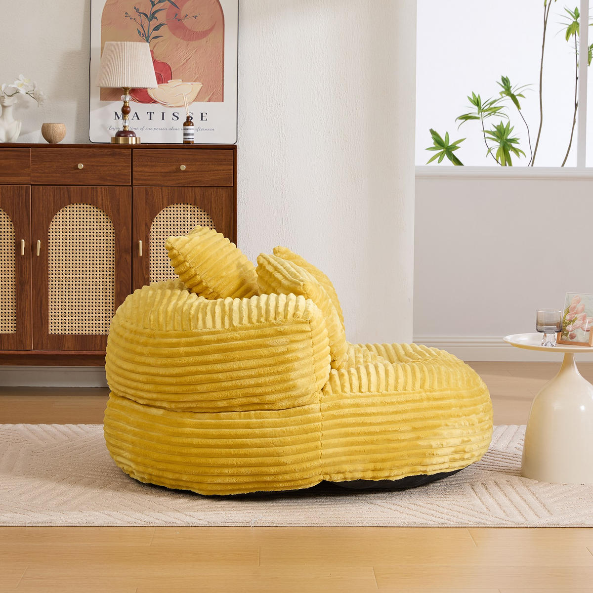 SITZSACK Cord,Sofa mit 3 extra Kopfkissen,Gelb - Gelb, Textil (108/52/108cm) - LVHOM