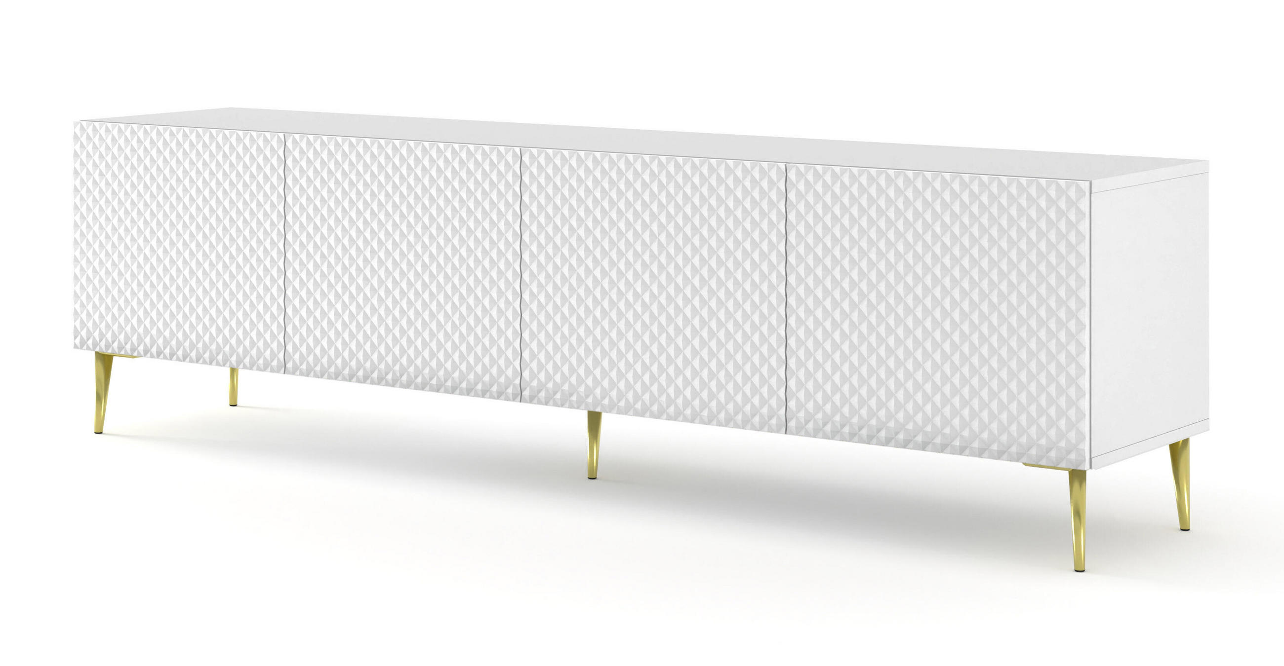 Furnlux Tv-Lowboard Weiß, Gold 200x56x42 cm