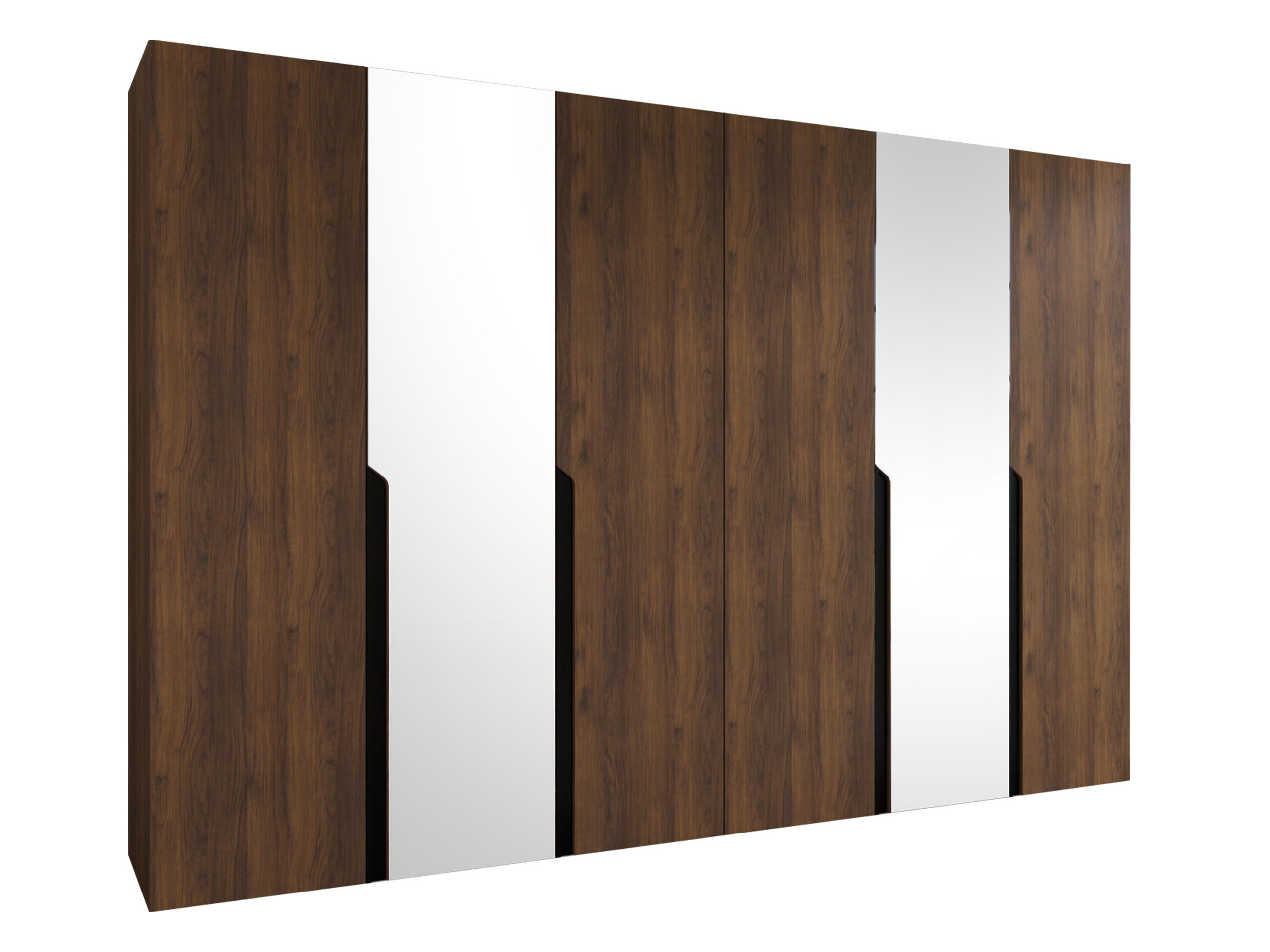 Mirjan24 Drehtürenschrank Nussbaum, Schwarz 300x202x52 cm