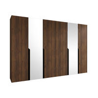 DREHTÜRENSCHRANK Mila II 300 - Nussbaumfarben/Schwarz, Holzwerkstoff/Kunststoff (300/202/52cm) - MIRJAN24