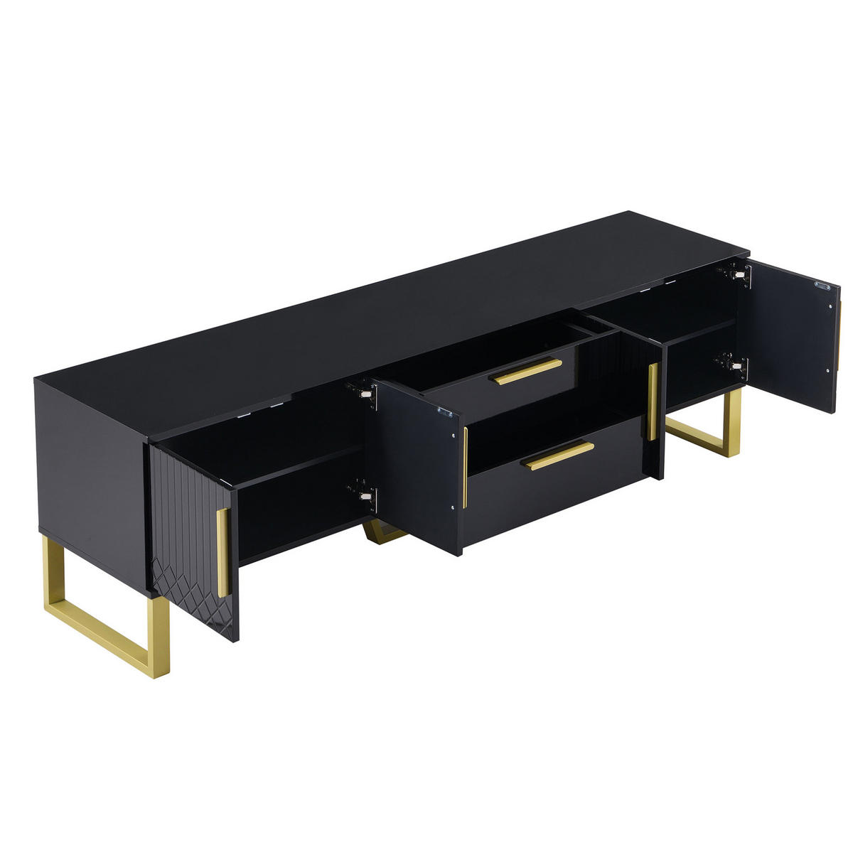 TV-SCHRANK mit 4 Türen 170 cm Hochglanz MDF Schwarz - Schwarz, Holzwerkstoff (40/53.5/170cm) - Beauniv