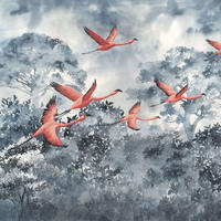 FOTOTAPETE Flamingos 400 x 280 cm - Pink, Papier (400/280cm) - Sanders & Sanders