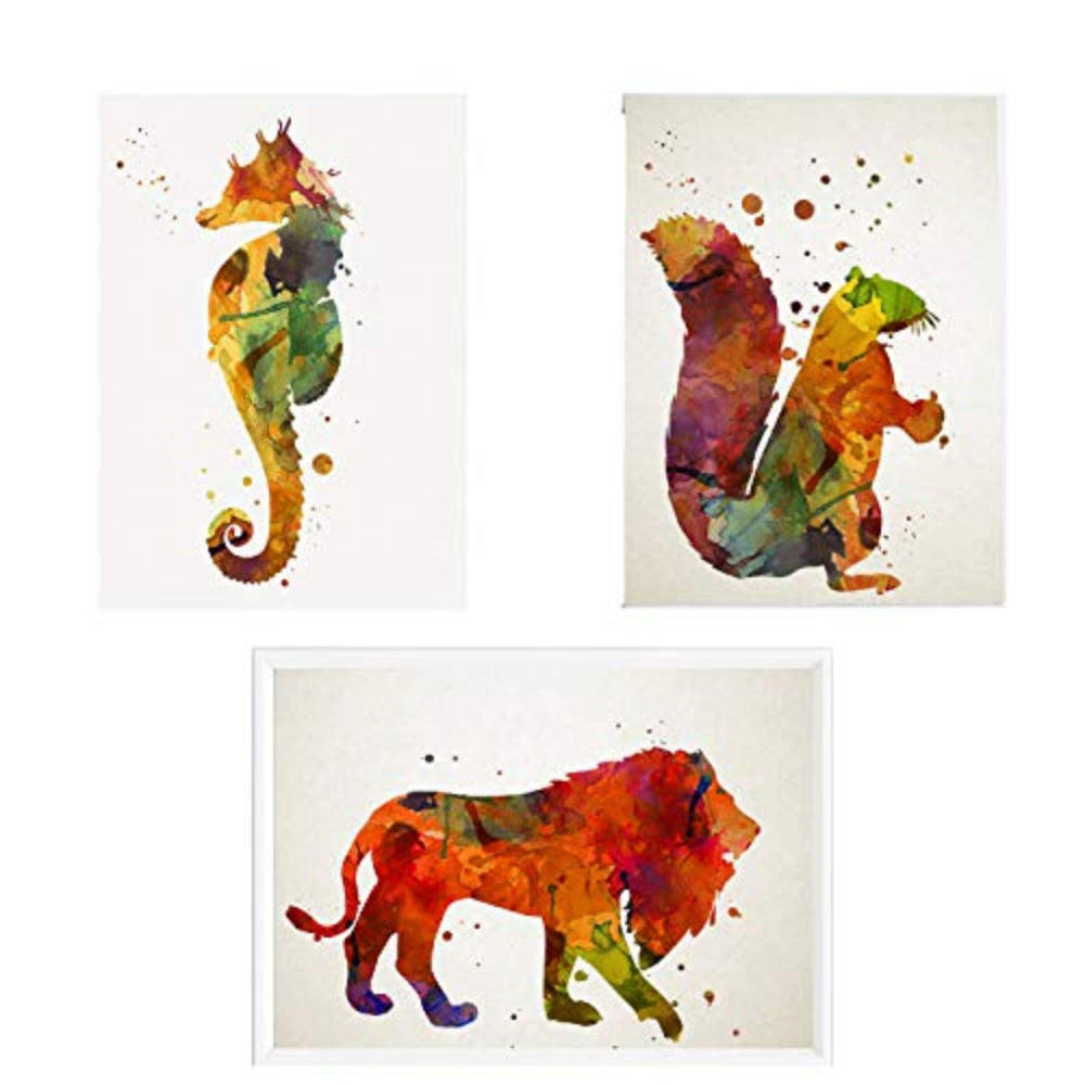 POSTER Set Mit 3 Tiere, Land- Und Meertiere A3 Rahmenlos - Klar, Papier (29.7/5/42cm) - Nacnic