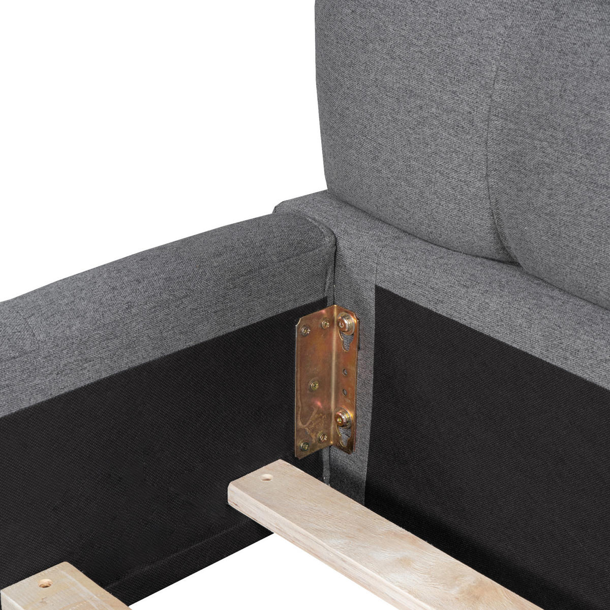 POLSTERBETT 140x190 Jugendbett Polster Lehne Leinen Grau - Grau, Holzwerkstoff - FLIEKS