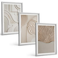 BILDER SET 3er Set - 40x60 cm Silberner Rahmen - Abstrakte Muster beige weiß - Silberfarben, Kunststoff (40/60cm) - TULUP