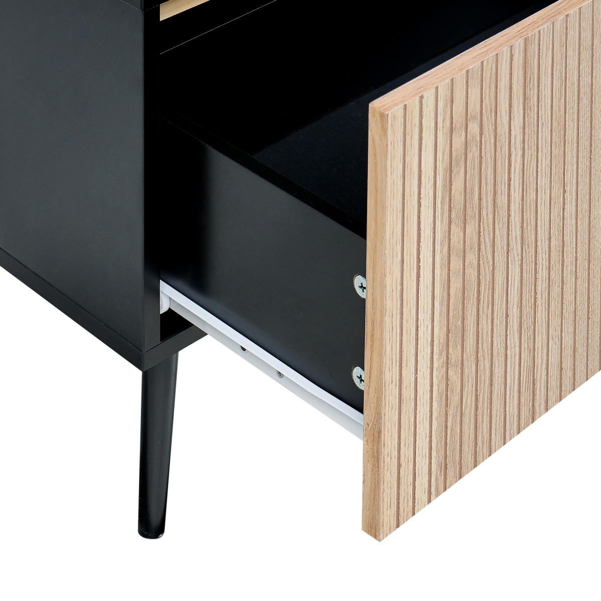 NACHTTISCH Schwarz/Braun Blythe - Schwarz/Braun, Holzwerkstoff (48/50/40cm) - Beliani