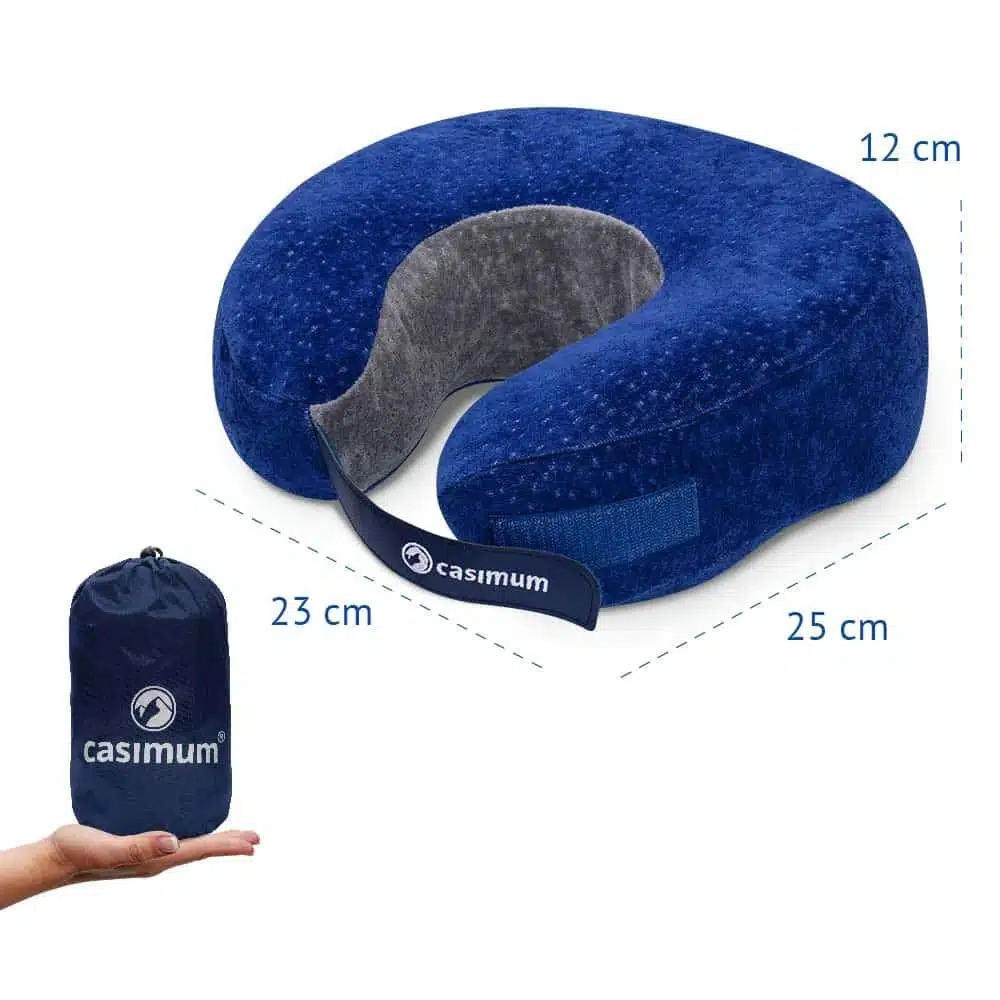 NACKENHÖRNCHEN RELAX, ergonomische U-Form mit Klettverschluss, 40x25x10, cosyPUR® Memory Foam - Blau, Textil (28/30cm) - casimum