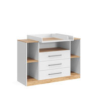 PREVIJALNA OMARA Olina, Bela/Zlati hrast z močjo, 138.3 x 93 cm - bela/medeni hrast, leseni material (138.3/93/50cm) - Vicco