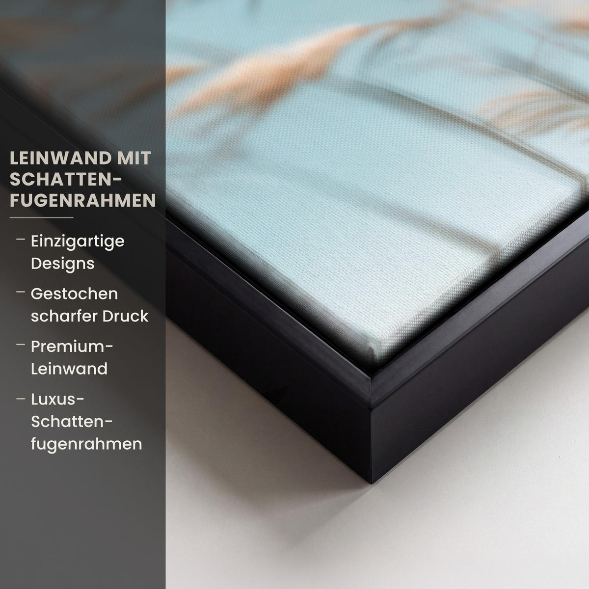 LEINWAND Bilder mit Rahmen - Ziergras - Wind - Hellbraun - 70x100 - Hellblau, Textil (70/100cm) - MuchoWow