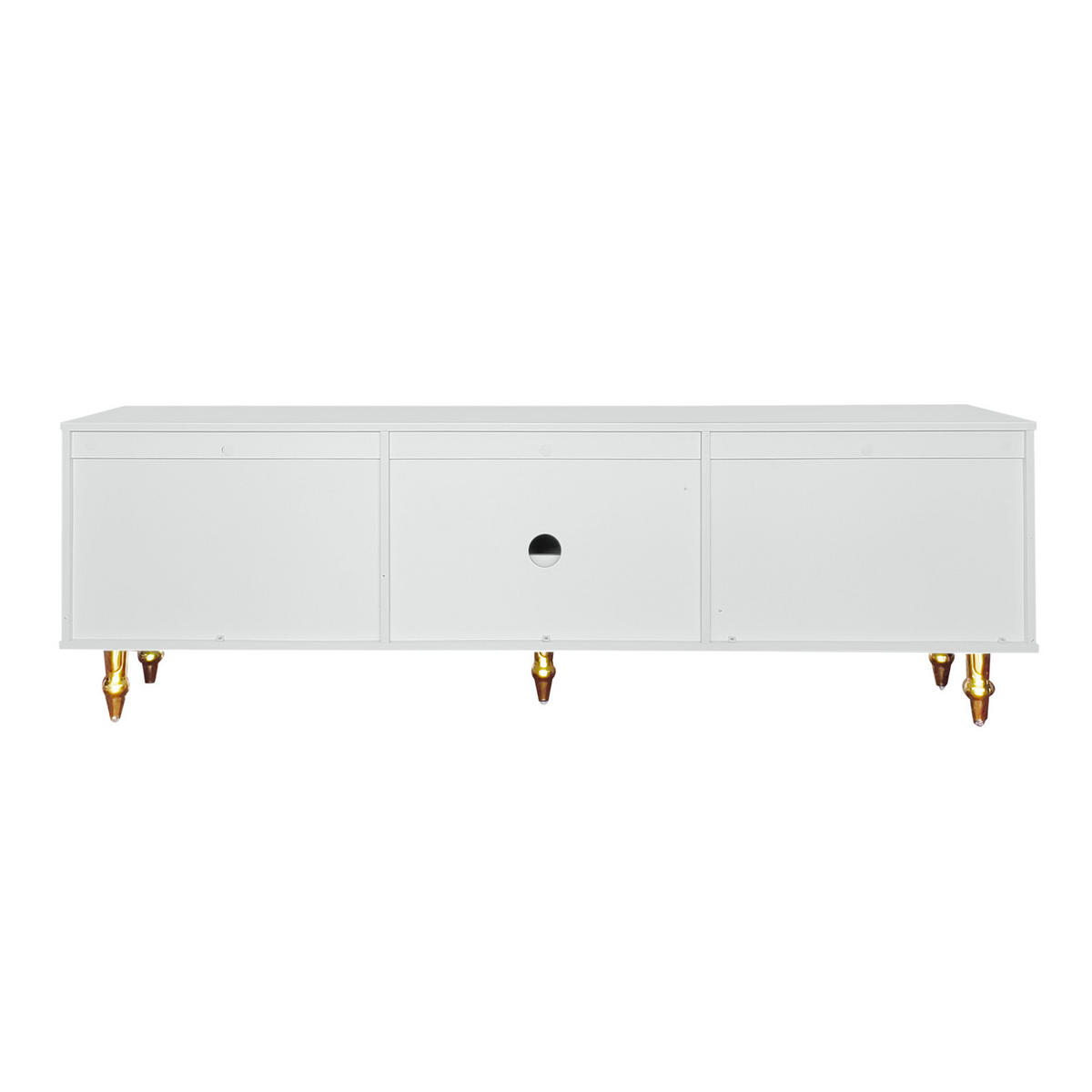TV-LOWBOARD 175 cm Weiß mit Türen, Goldgriffen und Massivholzbeinen - Weiß, Holz (175/55/38cm) - PARAFTA HOME