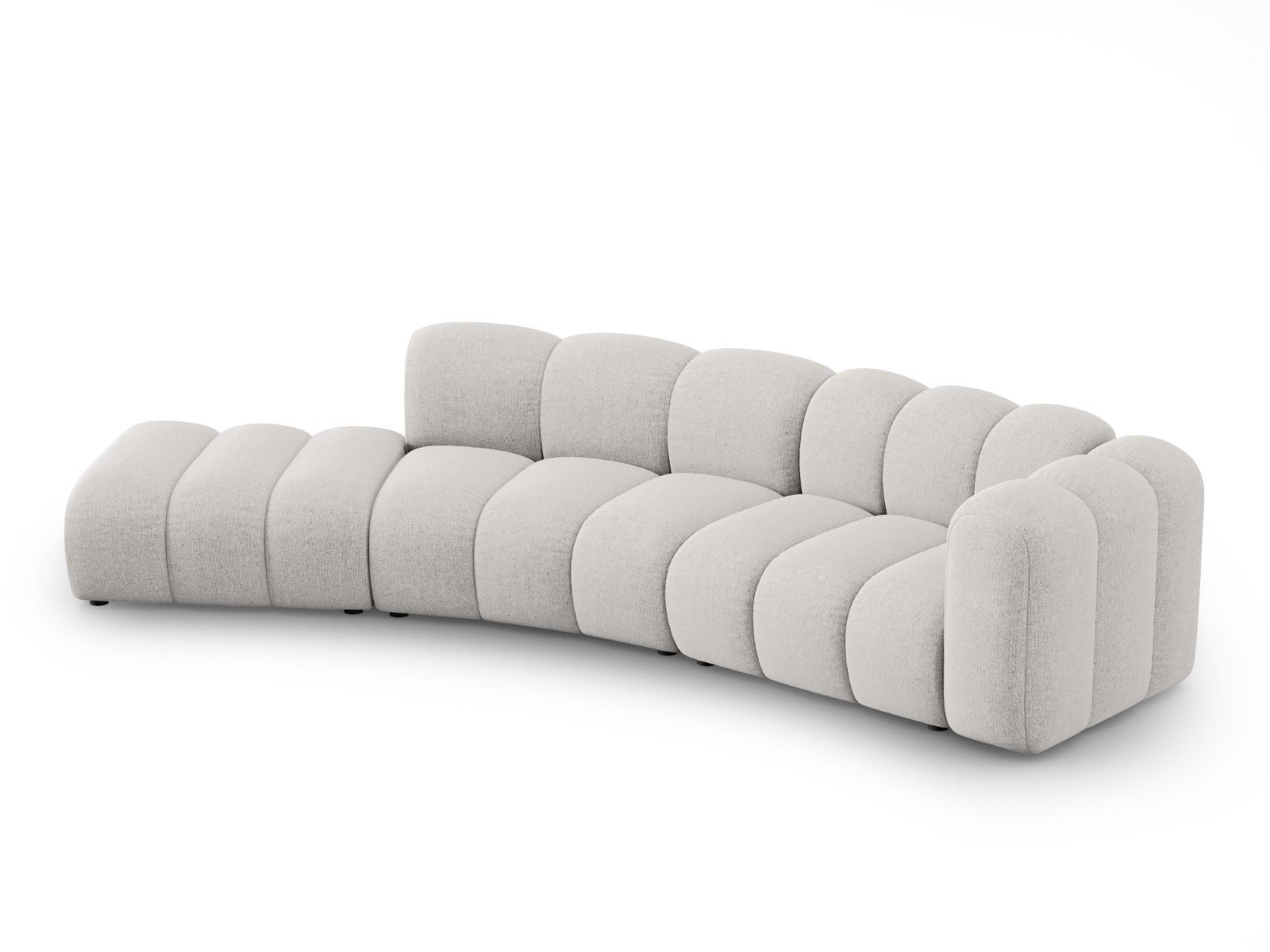 SOFA modular links Lupine aus Chenille-Stoff hellgrau 5 Sitzplätze - Hellgrau, Textil (166/70/335cm) - Micadoni