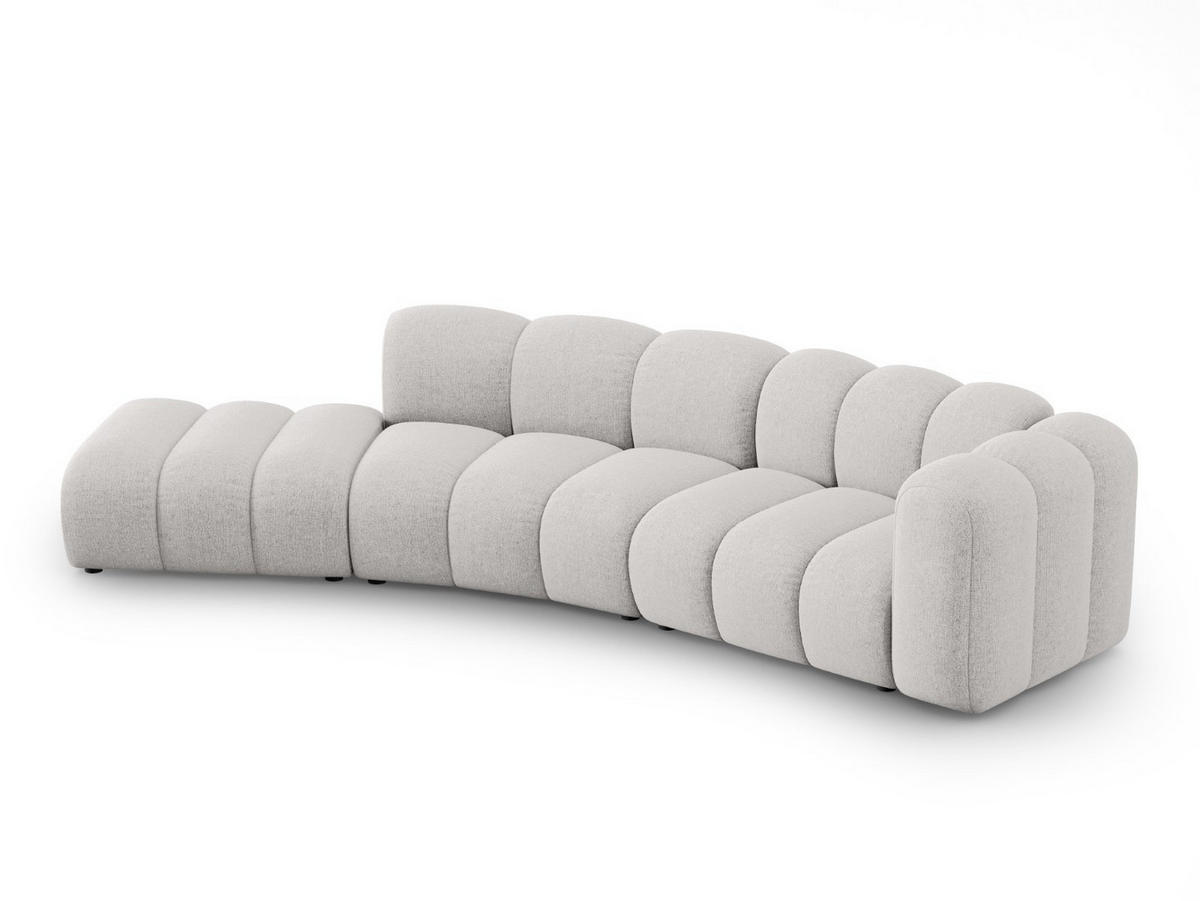 SOFA modular links Lupine aus Chenille-Stoff hellgrau 5 Sitzplätze - Hellgrau, Textil (166/70/335cm) - Micadoni