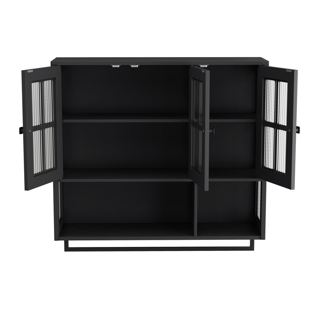 KÜCHENOBERSCHRANK 88/26/82,5 cm aus MDF, Glas und Metall mit Handtuchstange Schwarz - Schwarz, Holzwerkstoff (88/82.5/26cm) - Modenvie