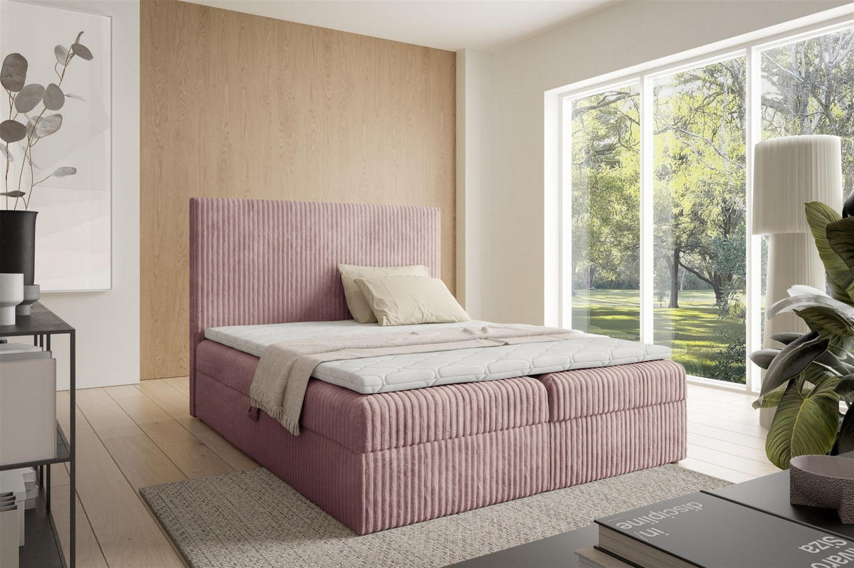BOXBETT Arnau Premium - Rosa, Holzwerkstoff/Textil (120/200cm) - Fun Möbel