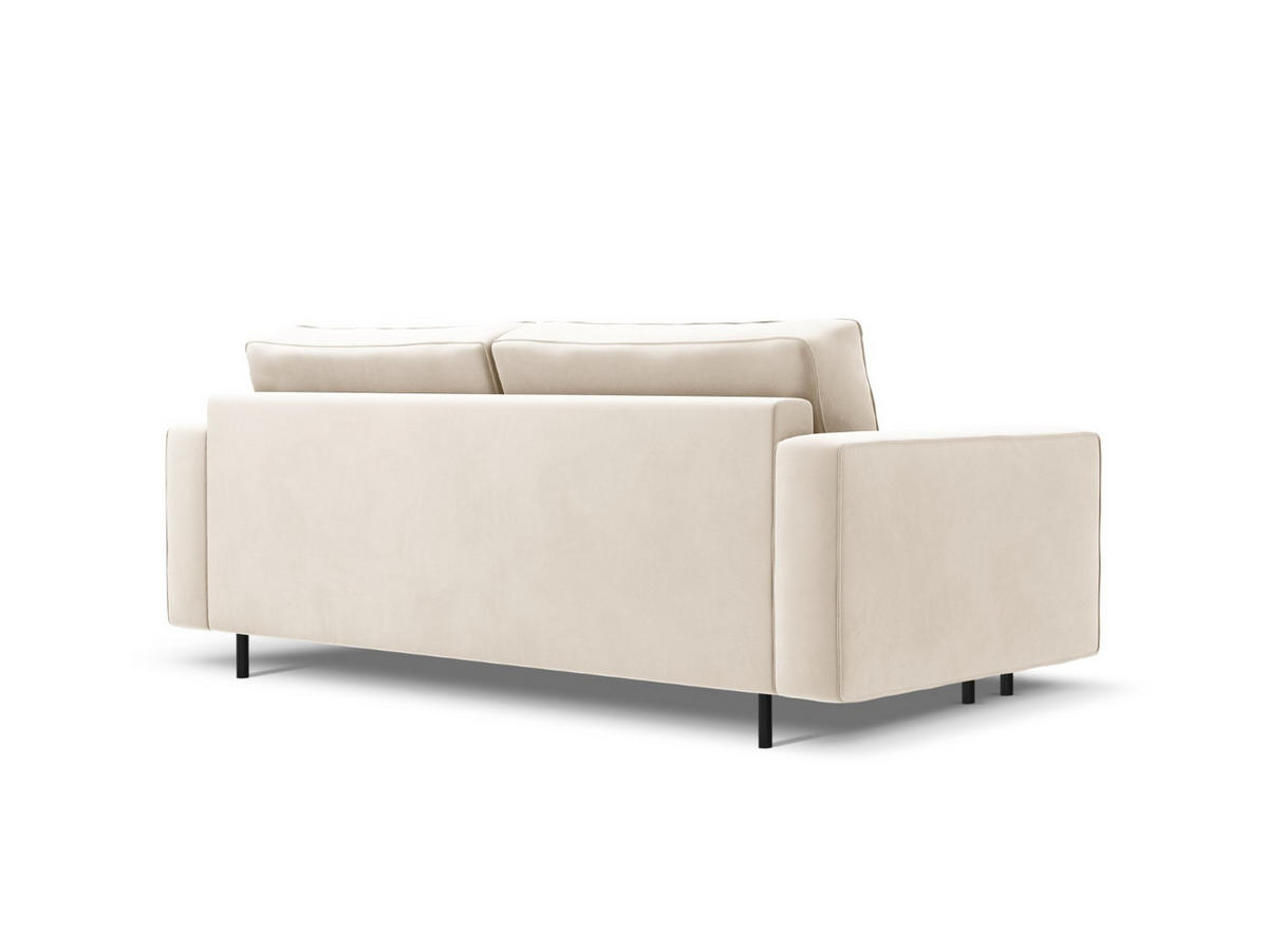 AUSKLAPPBARES-SOFA mit Bettkasten Caro aus Samt leichtes beige 3 Sitzplätze - Beige, Textil (97/93/236cm) - Micadoni