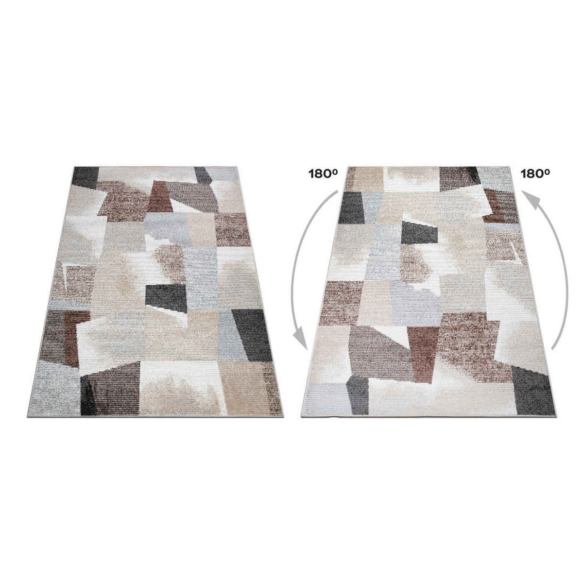 TEPPICH Harmonia Patchwork Design Hoch-Tief-Effekt mehrfarbig 60 x 110 cm - Beige/Creme, Kunststoff/Textil (60/110cm) - oKu-Tex
