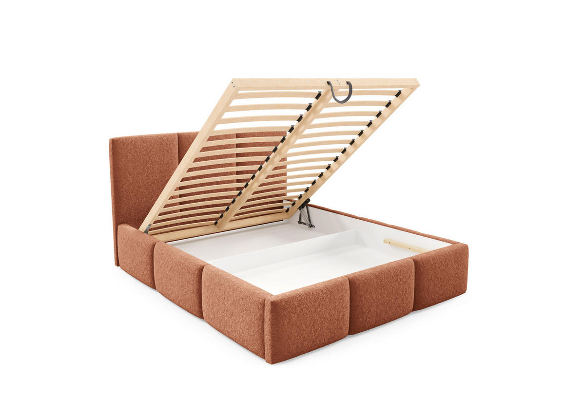 POLSTERBETT mit Stauraum 140x200 cm in Orange - Orange, Metall (140/200cm) - Home Collective