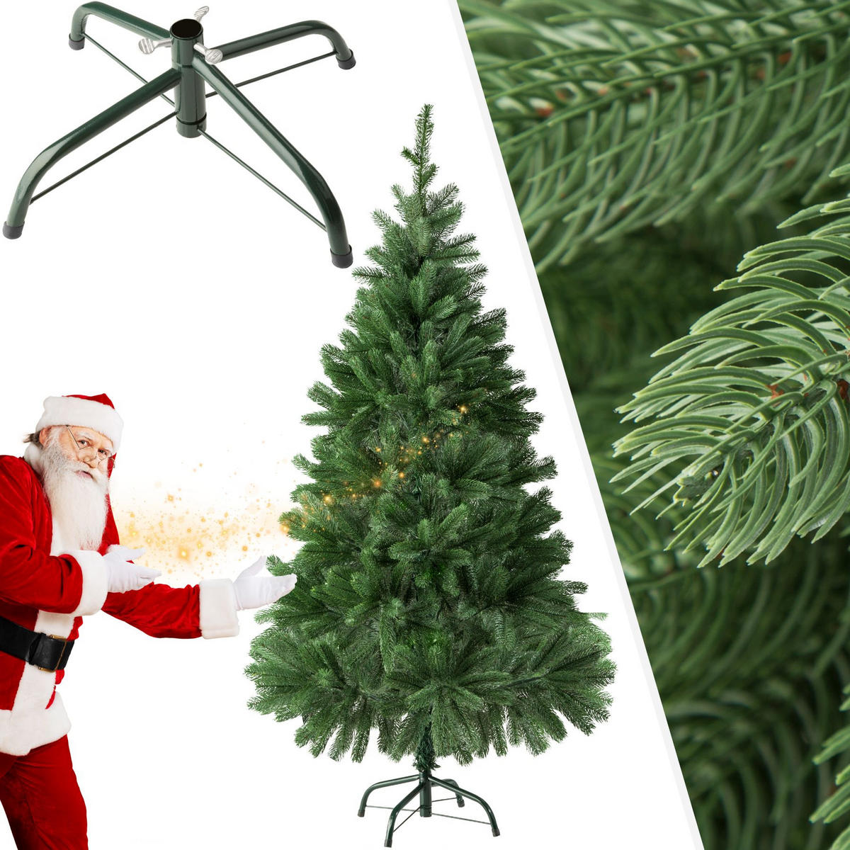 WEIHNACHTSBAUM ,inklusive Metallständer mit Kunststoffkappen,grün - Grün, Kunststoff (140cm) - tectake