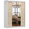 SCHWEBETÜRENSCHRANK Vista 01 Weiß/Sonoma Eiche + Spiegel, mit LED-Beleuchtung 150cm - Alufarben/Weiß, Glas/Holzwerkstoff (150/200/61cm) - imoebel24