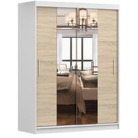 SCHWEBETÜRENSCHRANK Vista 01 Weiß/Sonoma Eiche + Spiegel, mit LED-Beleuchtung 150cm - Alufarben/Weiß, Glas/Holzwerkstoff (150/200/61cm) - imoebel24