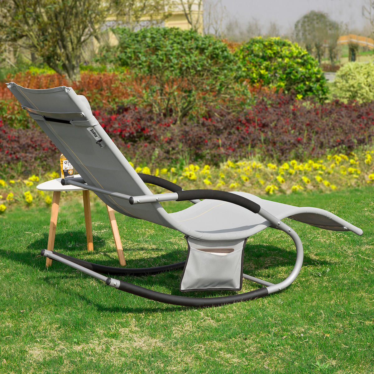 SONNENLIEGE Hellgrau - Grau, Metall (63/83/150cm) - SoBuy