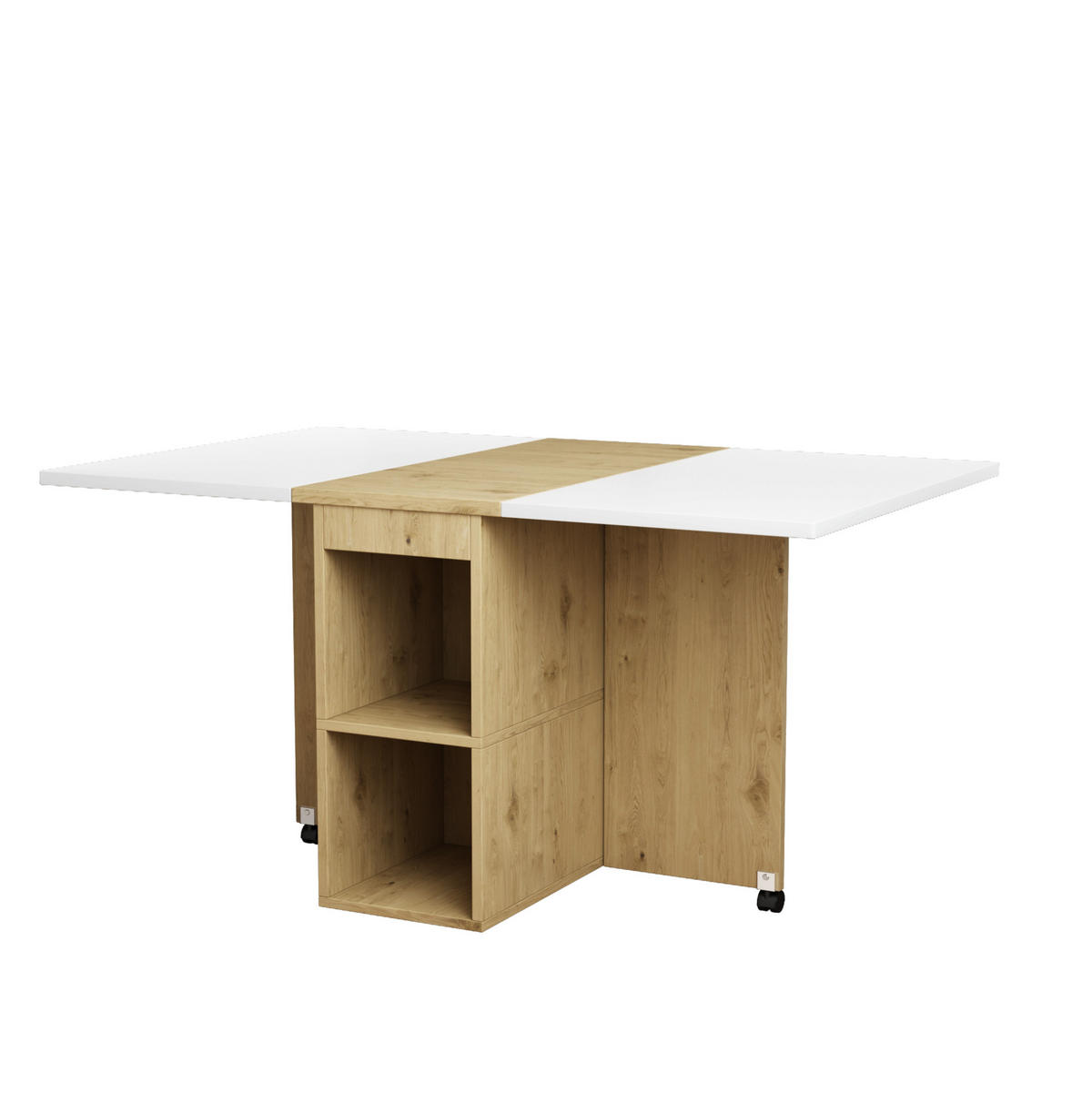 ESSTISCH-SET 120/80/75 cm klappbarer multifunktionaler Esstisch mit 4 Stühlen weiß/Eiche - Weiß, Holzwerkstoff (80/75/120cm) - OKWISH
