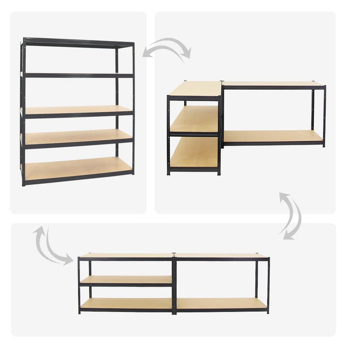 SCHWERLASTREGAL Giant Elephant 3er-Set mit 3x 180x150x60 cm Fachlast 200 kg Schwarz - Schwarz, Metall (450/180/60cm) - PROREGAL