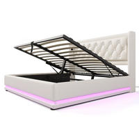 POLSTERBETT 140x200 Weiß PU LED USB Stauraum - Weiß, Leder (140/200cm) - FLIEKS