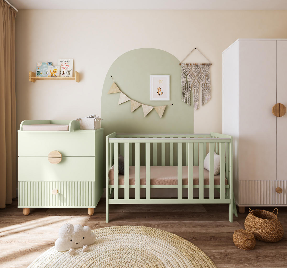 BABYBETT Lio - Mintgrün, Holzwerkstoff (60/120cm) - kiki design