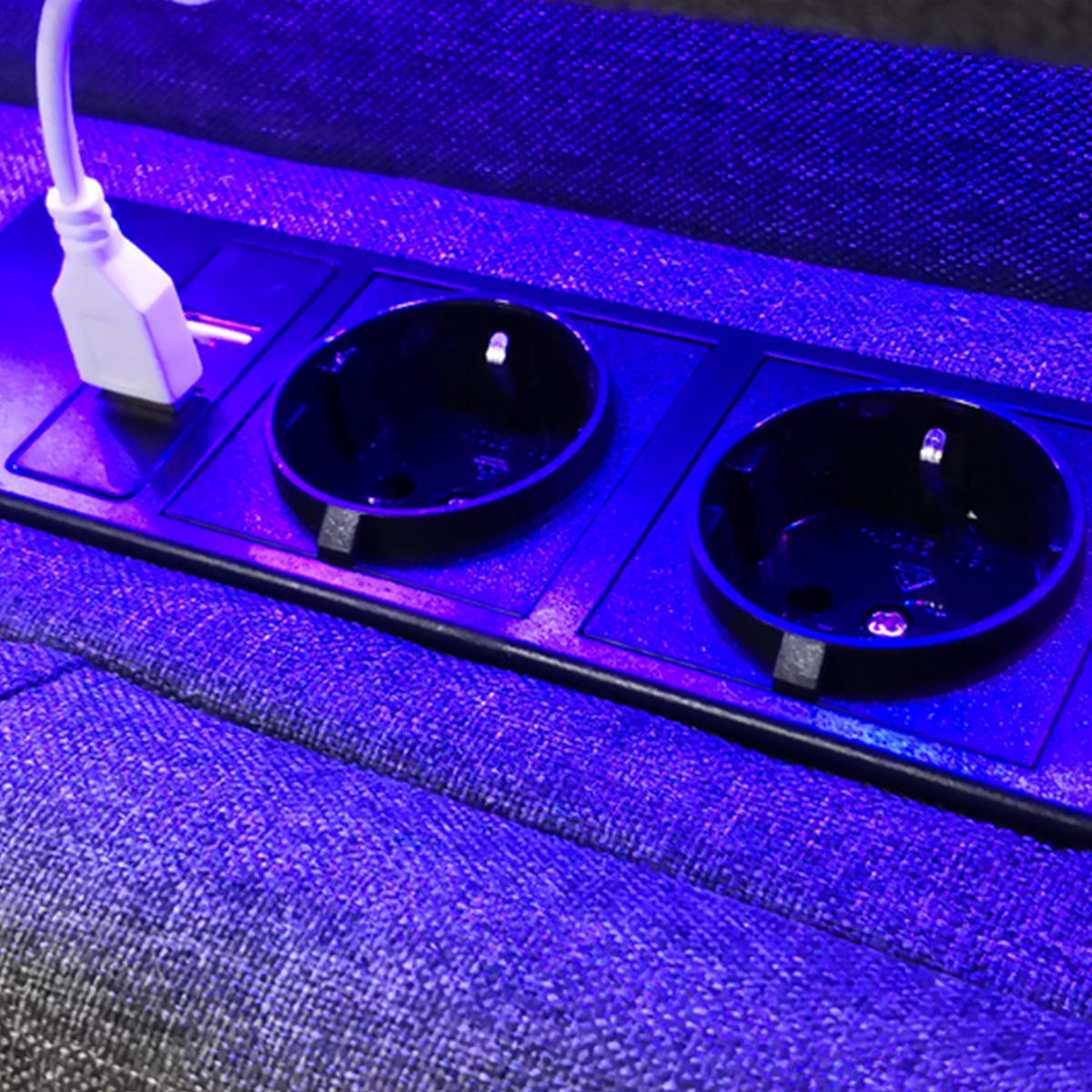 POLSTERBETT 160/200 cm DE-00225, in Grau, LED und Matratze - Grau, Holz (160/200cm) - ComfortXL