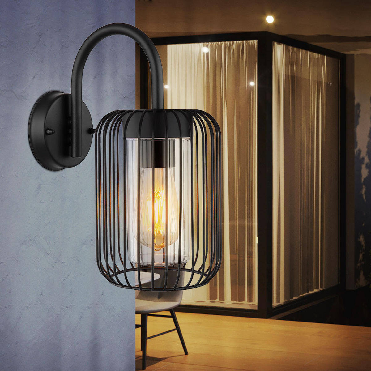 LED AUSSEN-WANDLEUCHTE Edelstahl Schwarz - Schwarz, Metall (16/32.5/16cm) - Globo Lighting