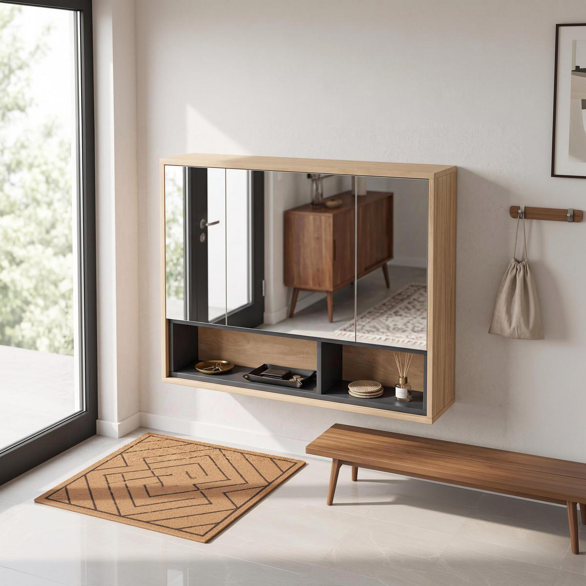 SPIEGELSCHRANK Eichefarben - Eichefarben, Holz (80/60/20cm)