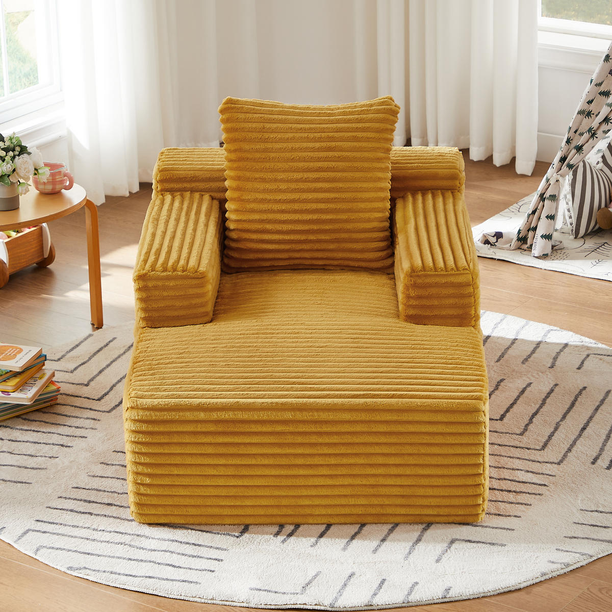 SCHLAFSESSEL DE-34917 Cord mit Schlaffunktion Gelb - Gelb, Textil (81/50/117cm) - ComfortXL