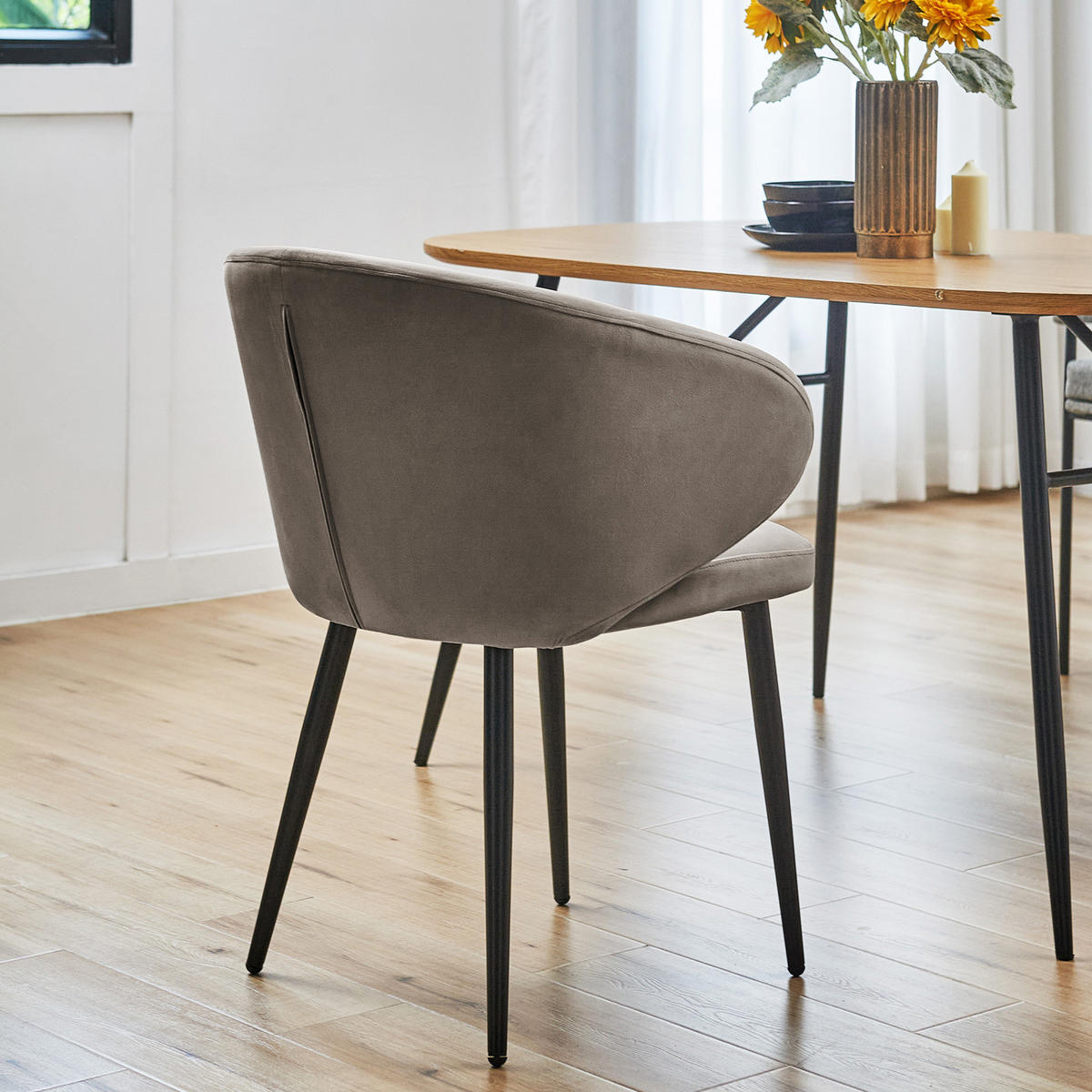 ESSZIMMERSTÜHLE AUDREY (2er Set) - Taupe/Schwarz, Textil/Metall (57/77/56cm) - SVITA