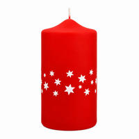ADVENTSKERZEN Estrellas in Samtlook Rot 15 x 7 cm, 4er Set - Rot, Paraffin (7/15/15cm) - Kopschitz Kerzen