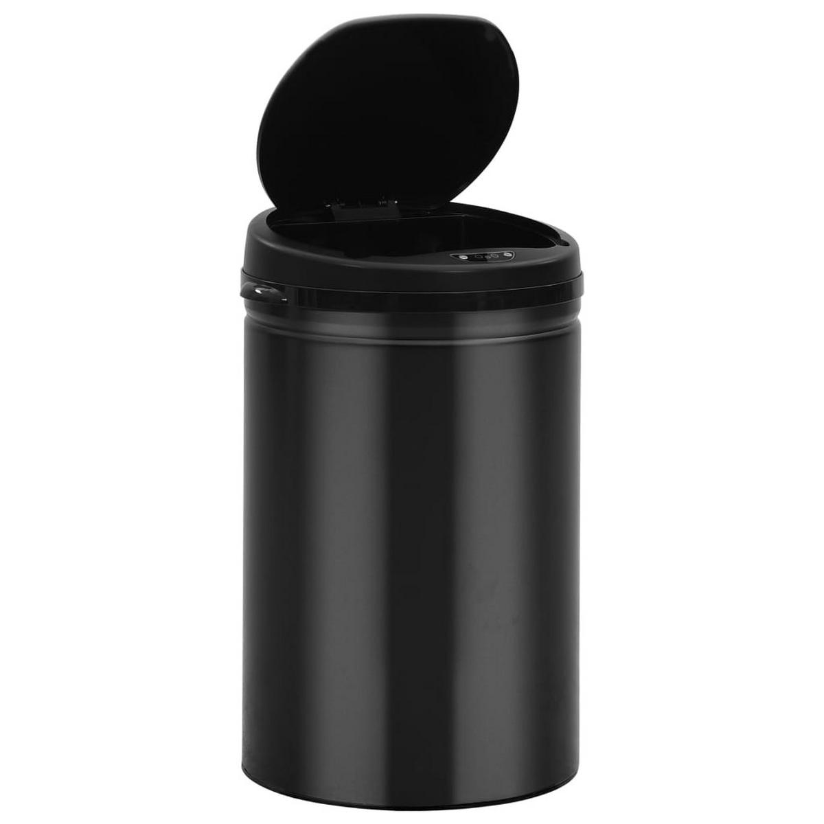 MÜLLEIMER mit Sensor 30L Schwarz Abfalleimer Automatik - Schwarz, Metall (30.5/51.5/30.5cm) - DELUKE