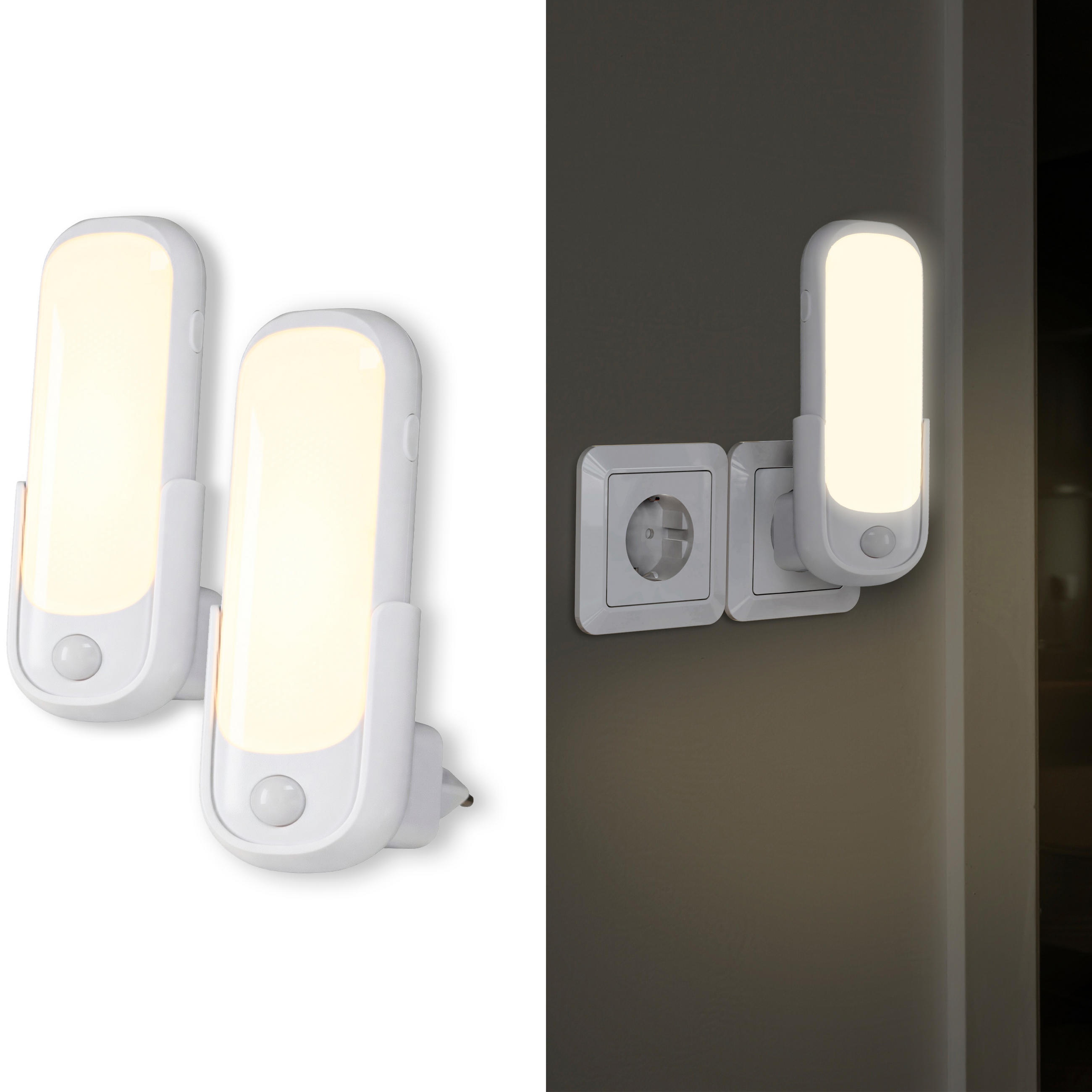 LED-ORIENTIERUNGSLEUCHTE Oval Weiß Kunststoff 2er-Set - Weiß, Kunststoff (8/5/14cm) - Northpoint