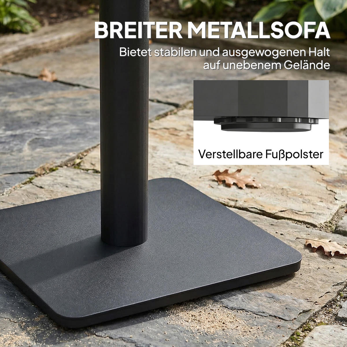 BEISTELLTISCH DE-07349 quadratisch mit Holzoptik und breiter Basis Naturholz - Naturfarben, Metall (70/70/74cm) - ComfortXL