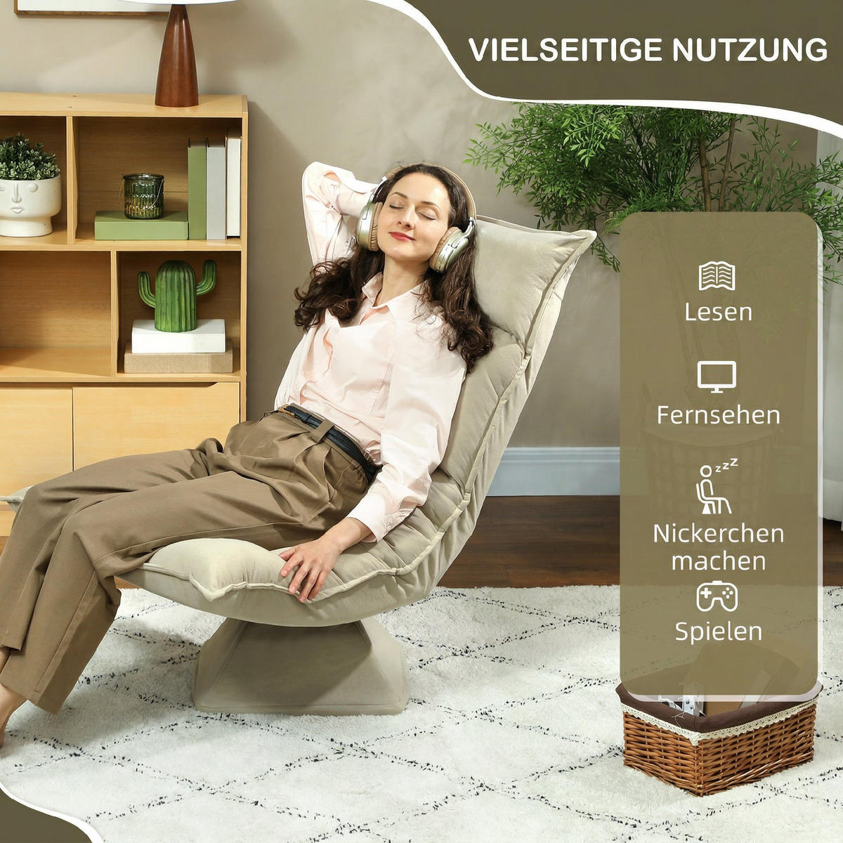 SCHLAFSESSEL DE-13543 Beige - Beige, Textil (62/95/70cm) - ComfortXL