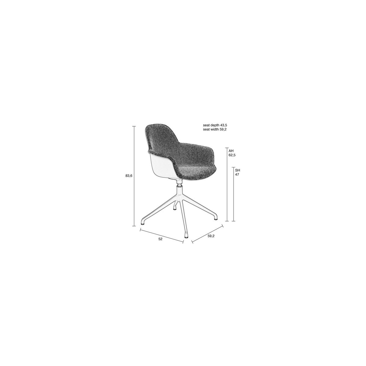 ESSZIMMERSTUHL Albert Kuip Swivel Armlehne Taupe - 2 er Set - Taupe, Textil (59.2/83.6/52cm) - Zuiver