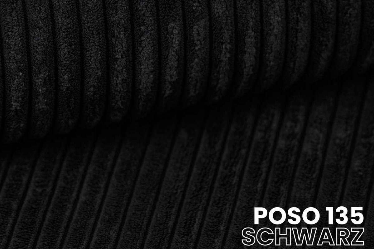 ECKSOFA TOCO L 240x145 cm in Cord Schwarz rechts - Schwarz, Holz/Holzwerkstoff (240/145cm) - Deine Möbel 24