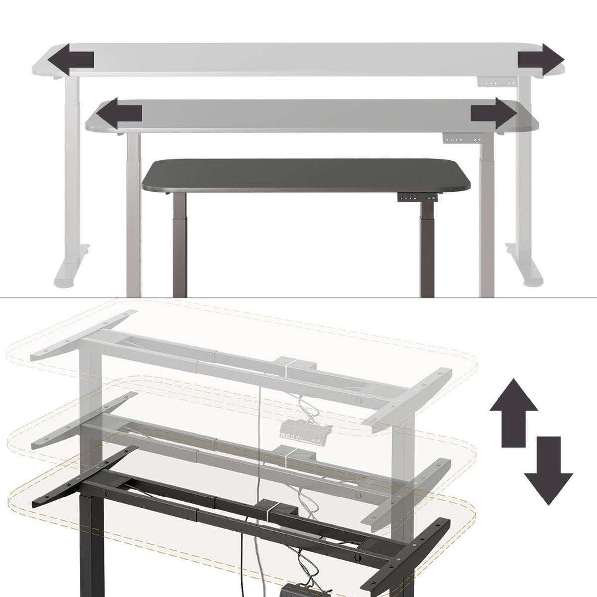 PSACÍ STŮL Elevate Černá/Antracitová - černá/antracitová, kompozitní dřevo (80/140/120cm) - Vicco